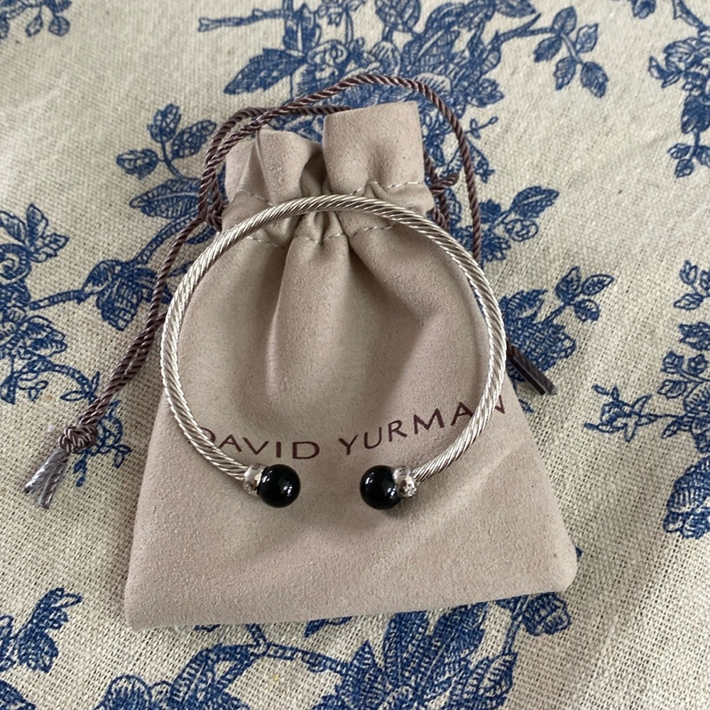 David Yurman Silver And Black Onyx Cuff Bracelet